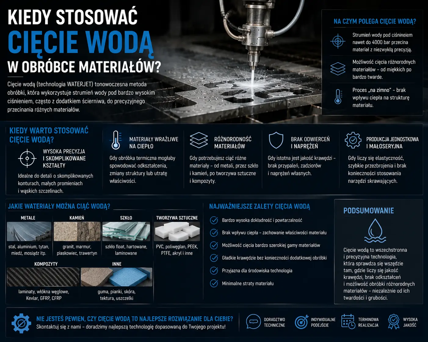 Kiedy wybrać cięcie wodą: materiały wrażliwe i detale precyzyjne