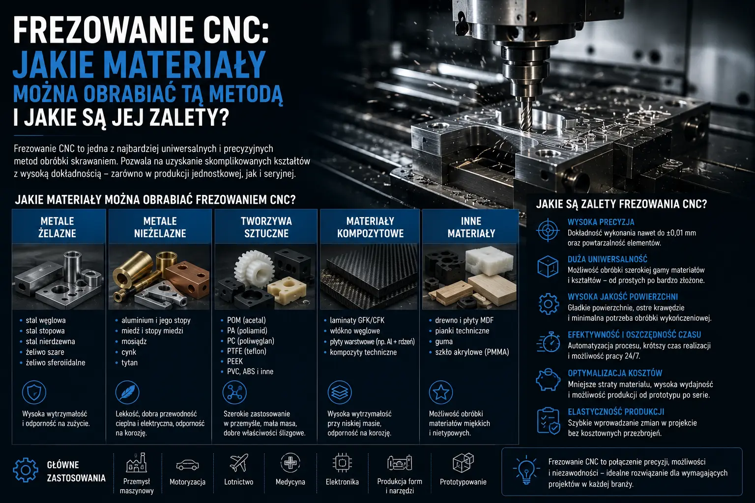 Materiały do frezowania CNC: aluminium, stal, tworzywa i metale kolorowe