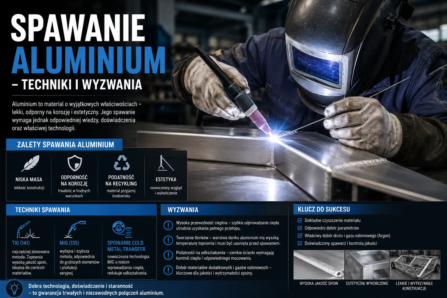 Spawanie aluminium TIG i MIG: tlenki, czystość i odkształcenia