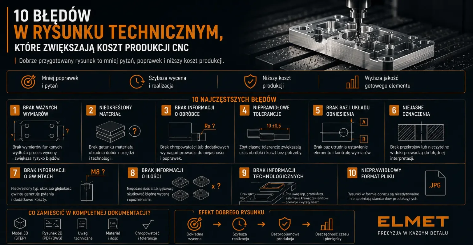 Rysunek techniczny przygotowany do produkcji CNC